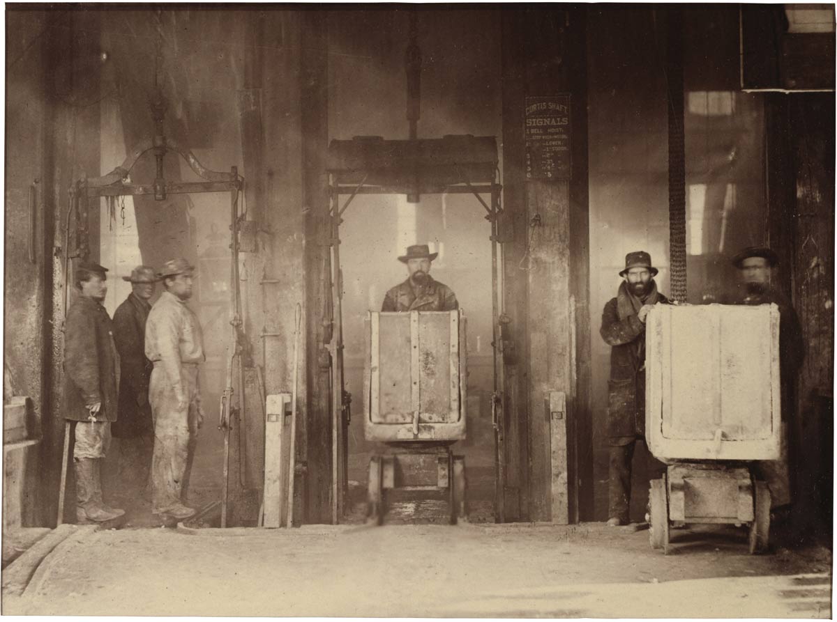 Cars coming out of Comstock Mine, Nevada