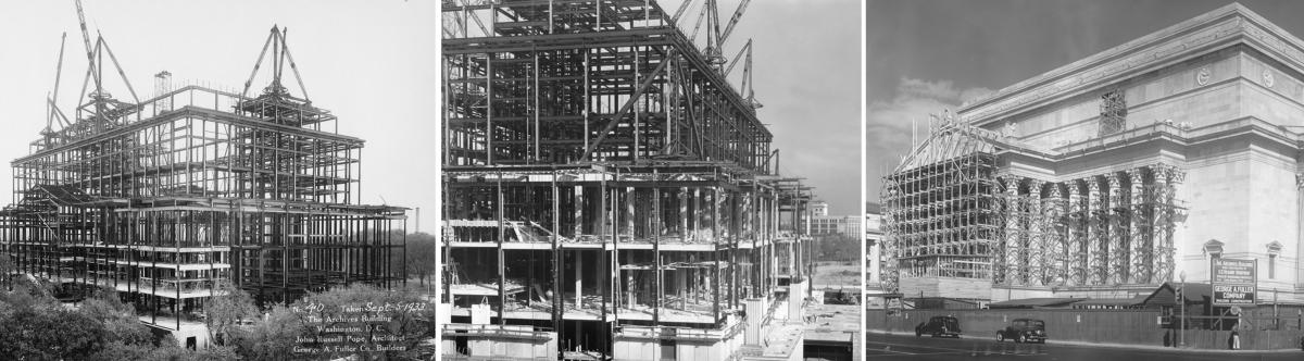 National Archives building images compiled to form a graphic banner for the top of the page.