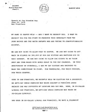 Letter from San Francisco Board of Supervisor Member Harvey Milk to President Jimmy Carter - Includes copy of speech at Gay Freedom Day in San Francisco