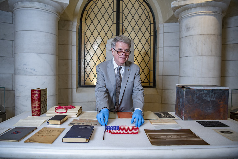 Archivist at Arlington Cemetery time capsule