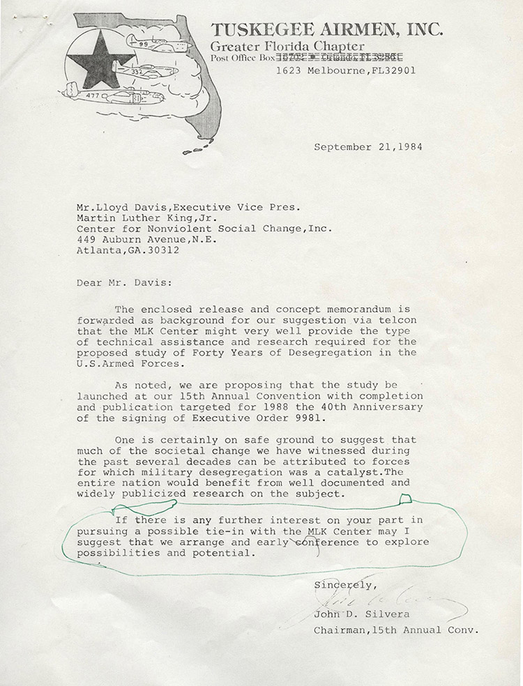 Tuskegee Airmen Letter