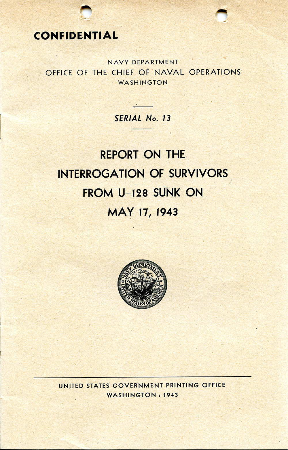 Report on the Sinking of U-128