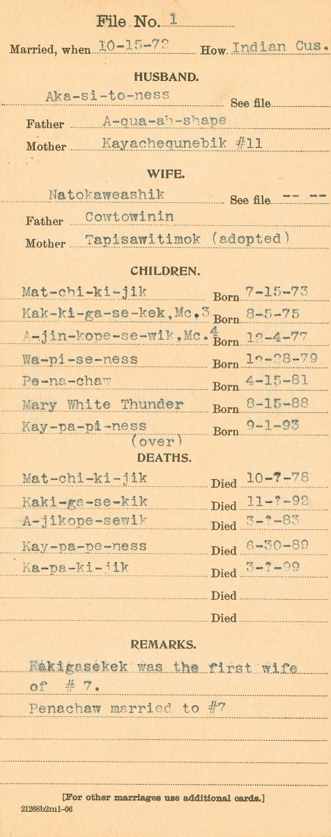 Family Data Cards, 1906 - 1910