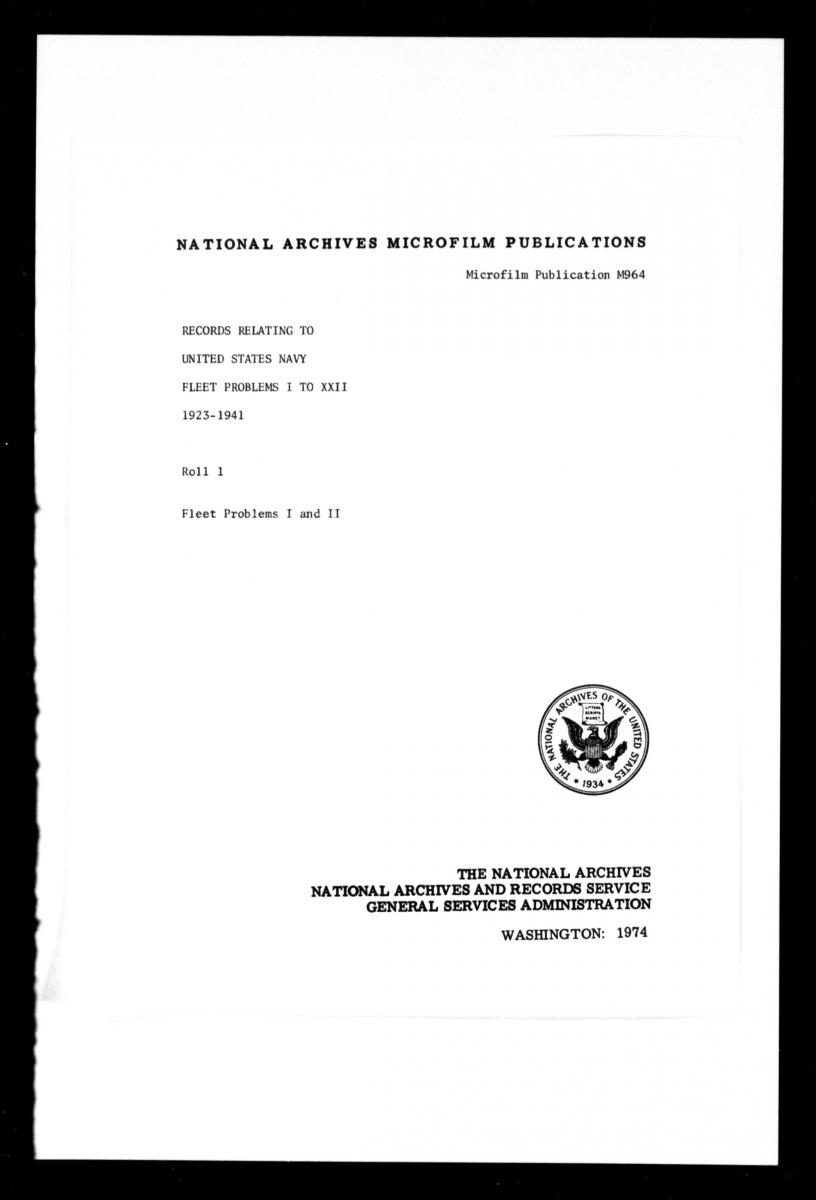 United States Navy Fleet Problems I to XXII, 1975 - 1975