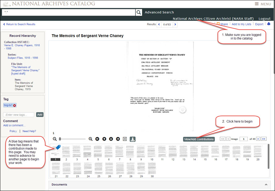 Get Started Transcribing National Archives