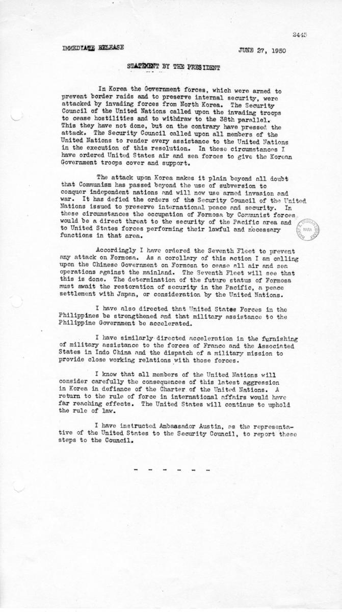 Us Enters The Korean Conflict National Archives