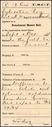 Detachment Muster Roll, Pvt. Sylvester Ray