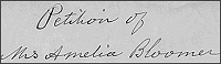 Detail of Amelia Bloomer's Petition Regarding Suffrage in the West