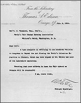 Petition Cover Letter from Thomas A. Edison