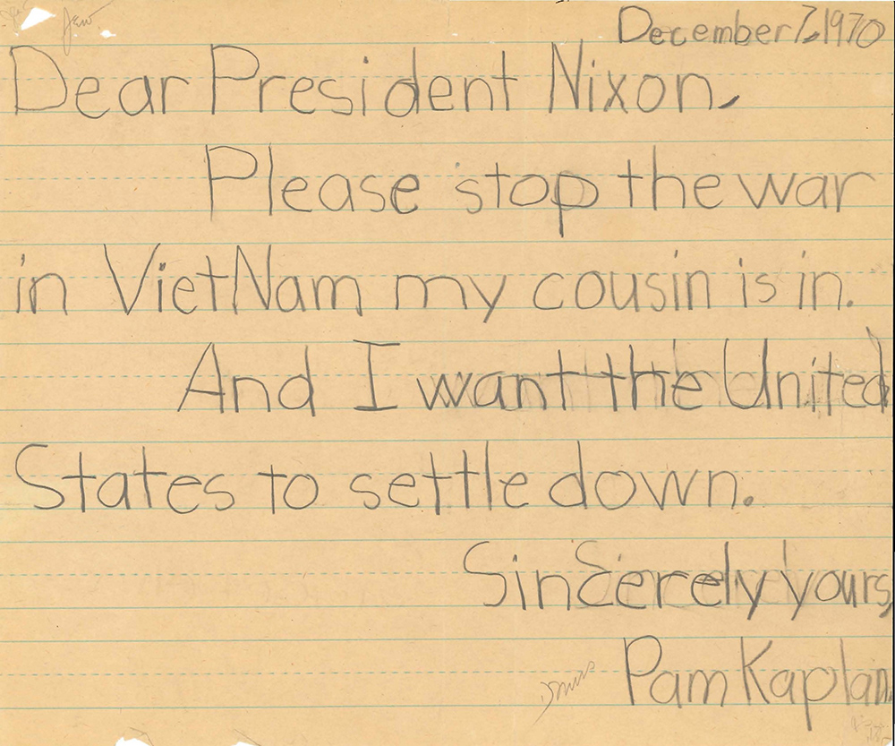 Lertter from student to President Nixon about Vietnam War
