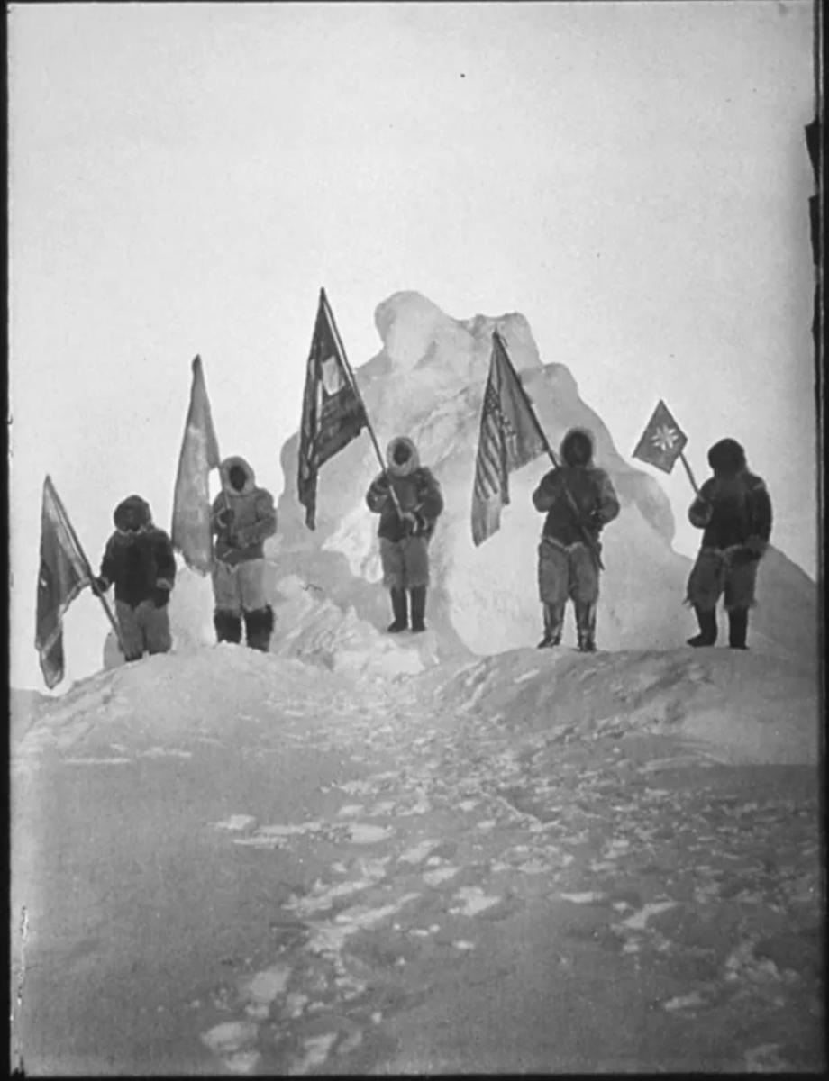 Adm Peary's team at the North Pole, with Matthew Henson