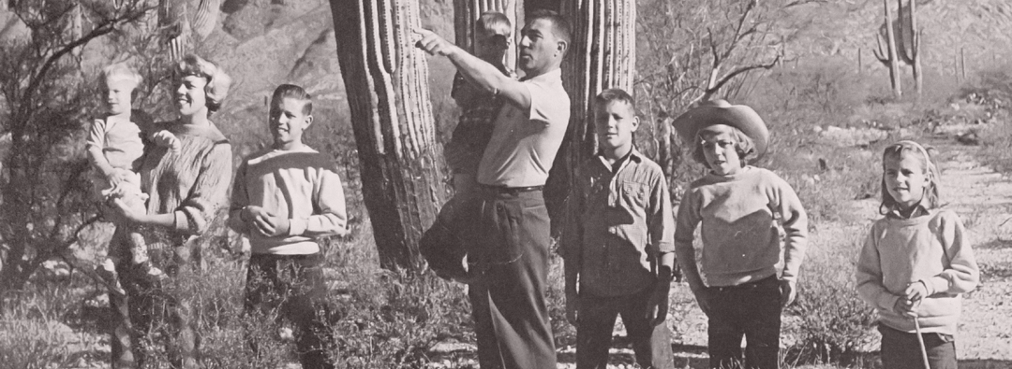 Stewart Udall in park with cactus