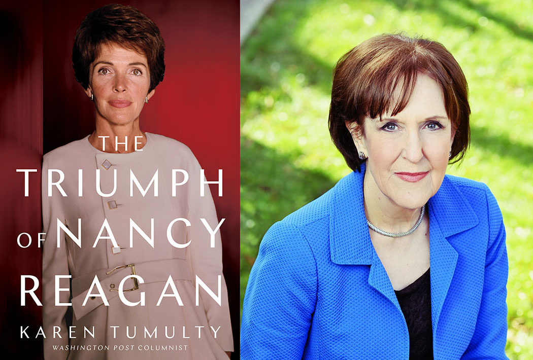 Book cover of The Triumph of Nancy Reagan plus portrait of Karen Tumulty