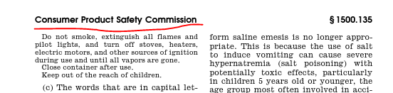 print CFR with "Consumer Product Safety Commission" as part of the page header