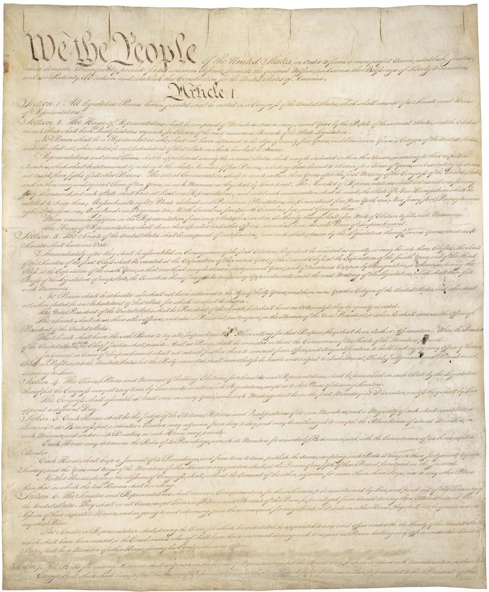 The Constitution Of The United States A Transcription National Archives