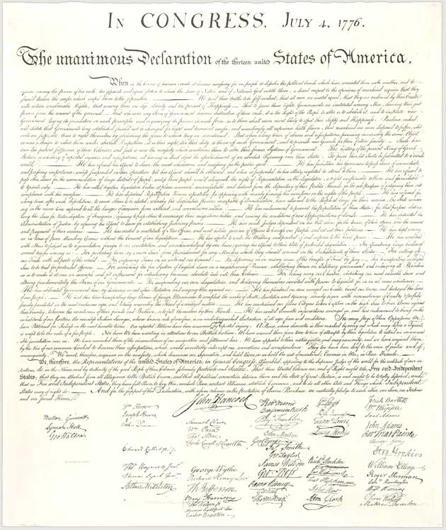 An image of the Declaration of Independence.