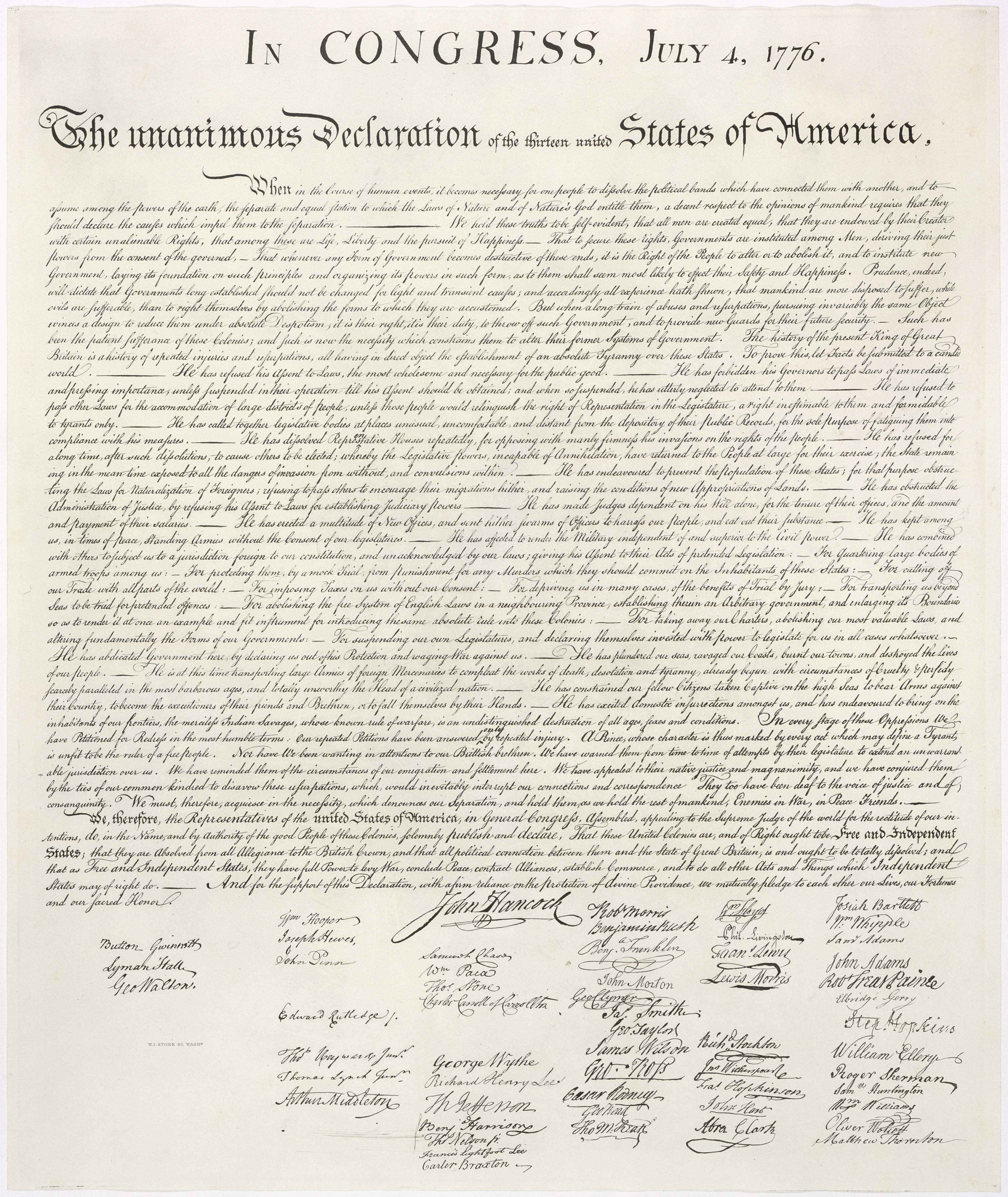 Declaration of independence visit