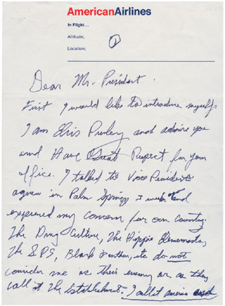 Elvis Presley's Letter to President Richard Nixon 