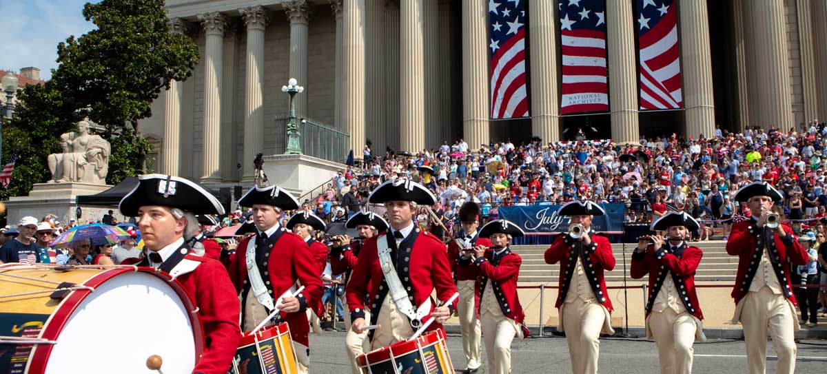 Fife and Drum Corps in front of the National Archives on July 4