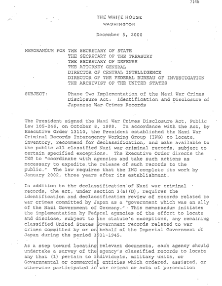 Berger Memorandum, December 2000, page 1