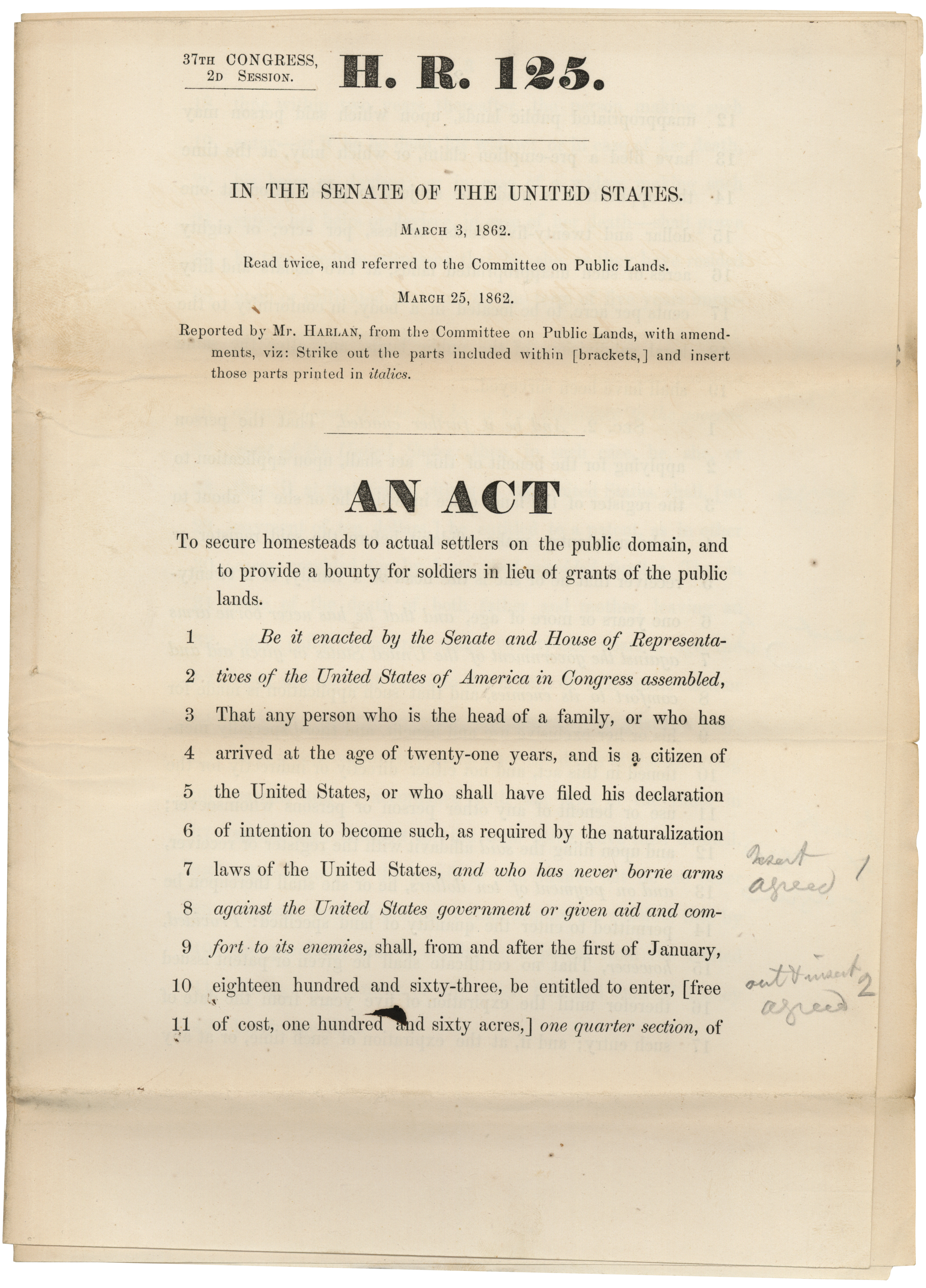 The Homestead Act May 20 1862 National Archives