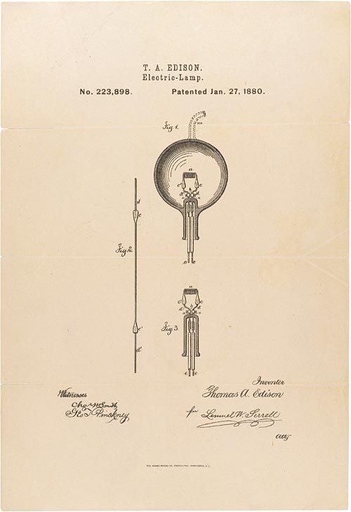 Thomas Edison's Patent the Light Bulb (1880) | National Archives