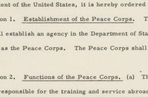 Executive Order 10924: Establishment of the Peace Corps.