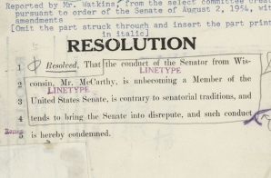 Senate Resolution 301: Censure of Senator Joseph McCarthy