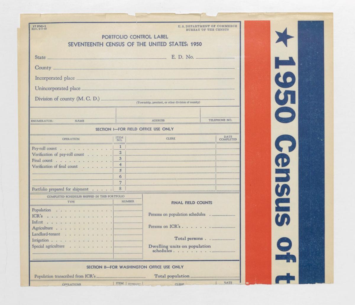 1950 Census form