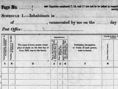 detail of 1870 census schedule