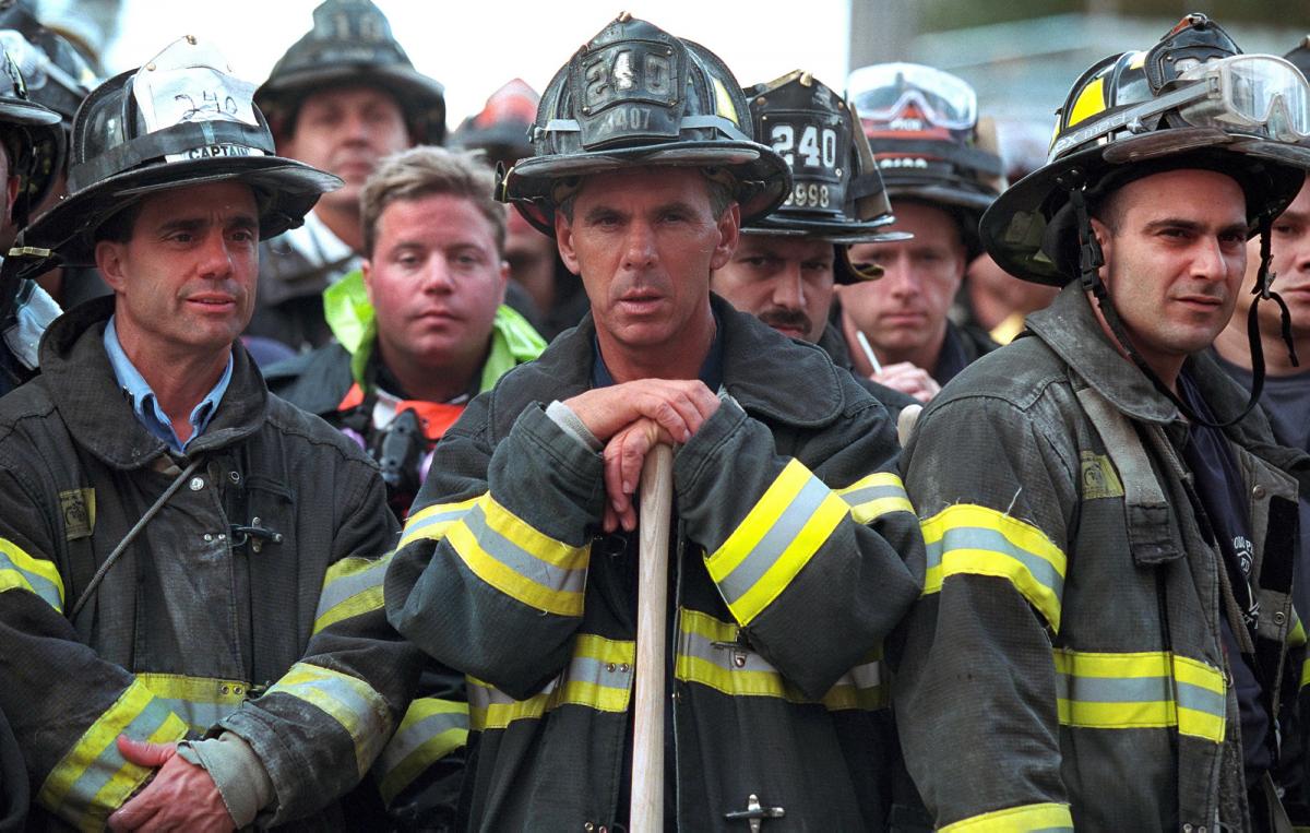 Paul Bardo and other New York firefighters at Ground Zero