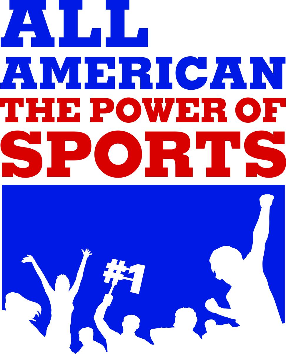 Logo for exhibit "All American: The Power of Sports"