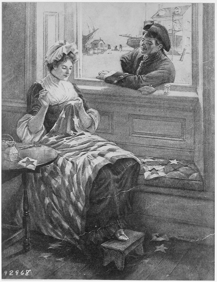 Betsy Ross sewing an American flag (Catalog ID 530982)