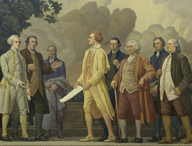 Detail of mural of the Declaration of Independence