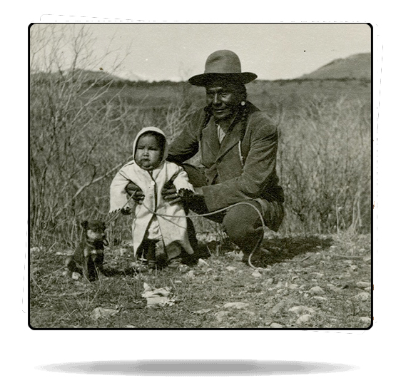 Blackbull and his granddaughter on the Blackfeet Reservation