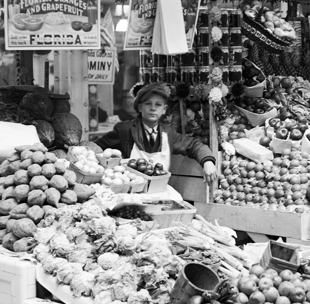 Fruit and vegetable stand at Center Market, Washington, DC
