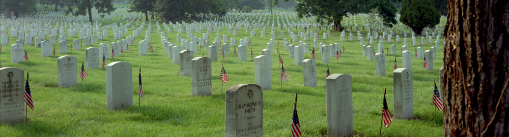 The tombstones at Arlington National Cemetery are decorated with the U.S. flag on Memorial Day 1985 NAID 6393199