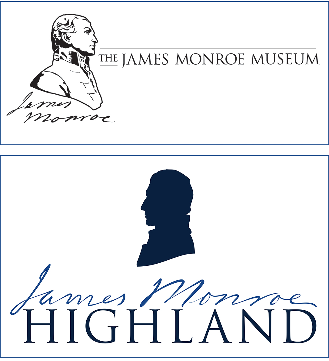 Logos for James Monroe Museum & James Monroe's Highland