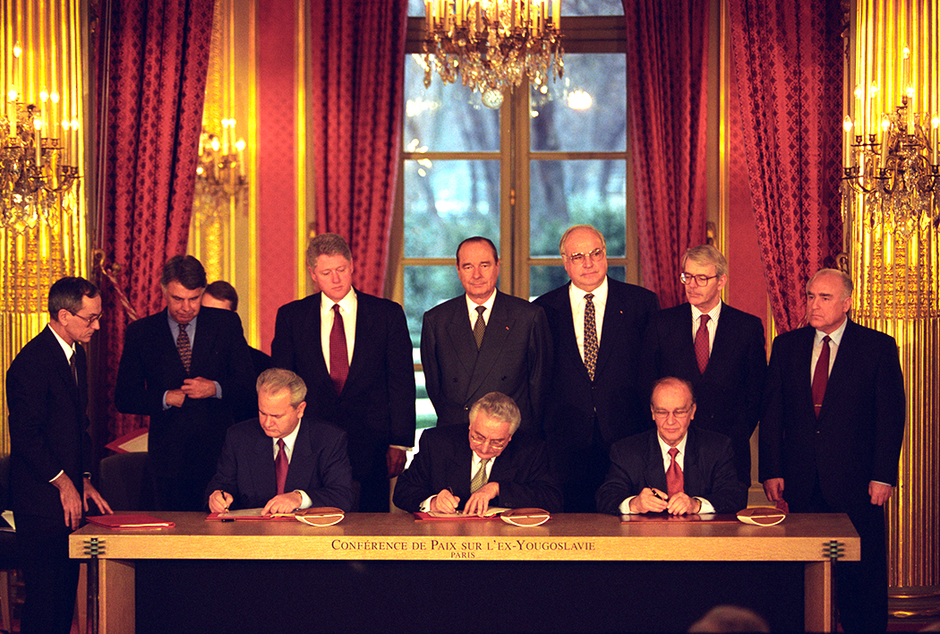 Photograph of the Balkan Peace Agreement Signing