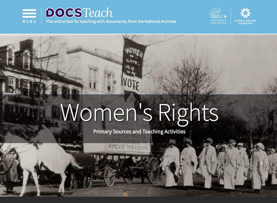DocsTeach page for Women's History