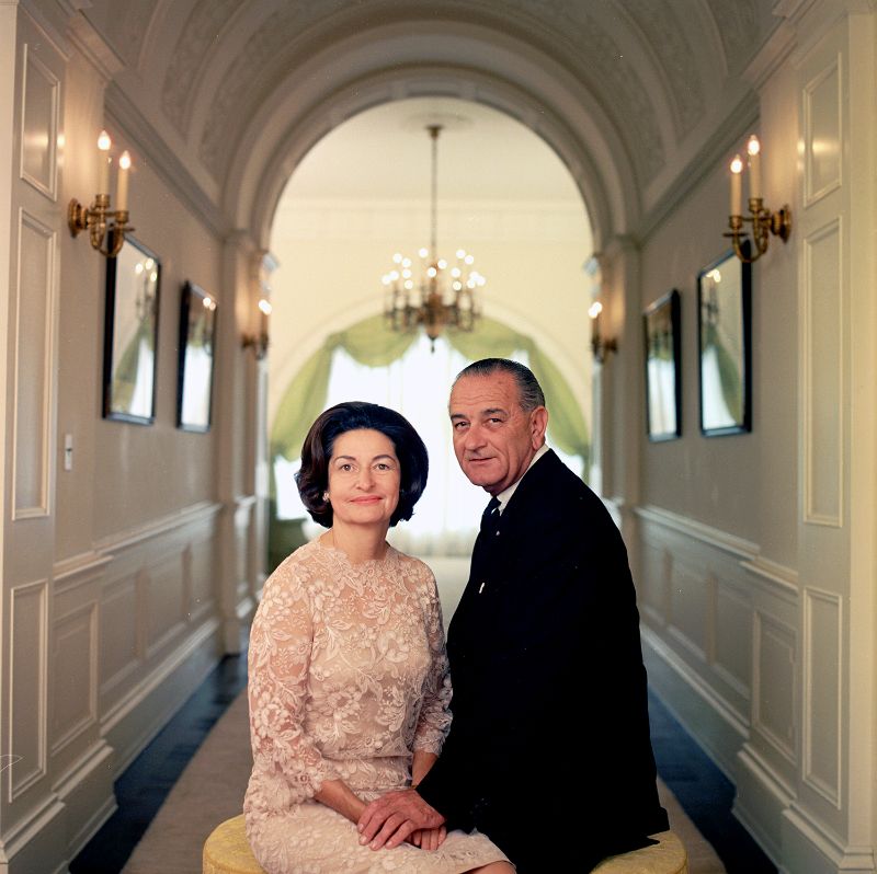 Portrait of Lady Bird and Lyndon B Johnson