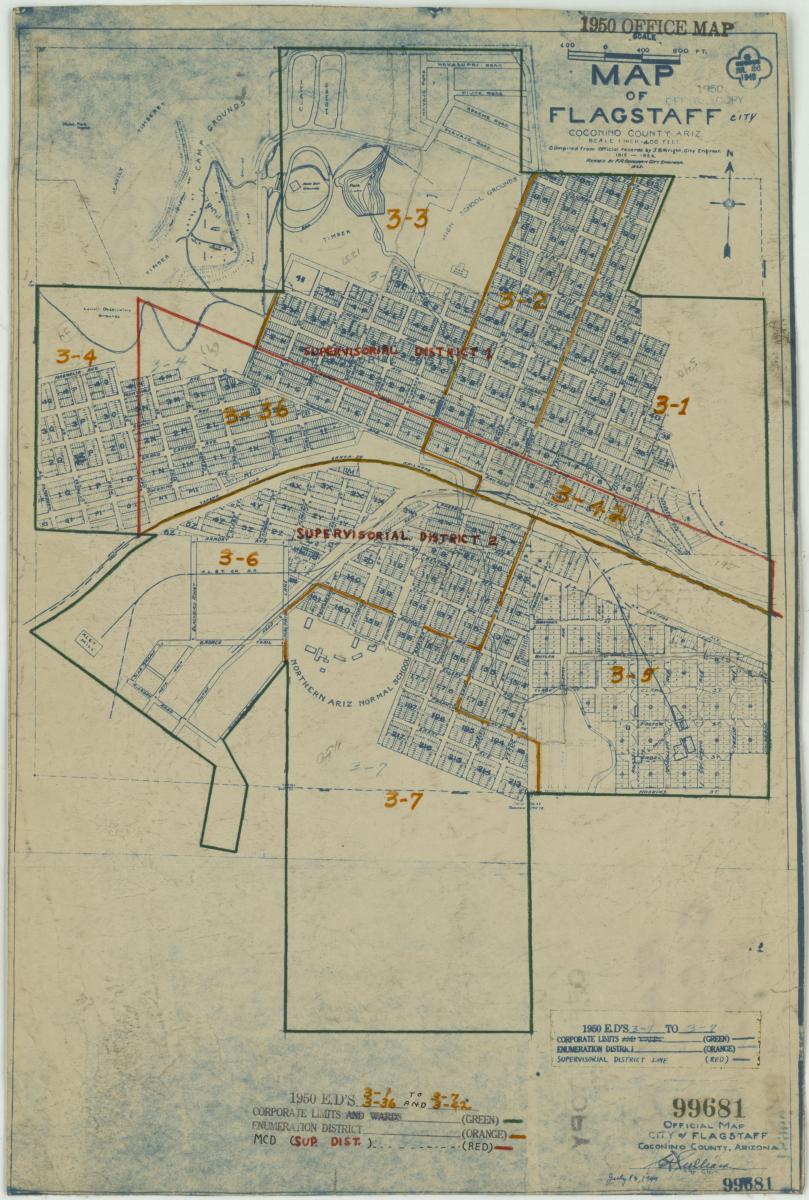 enumeration district map of Flagstaff, AZ, 1950 census
