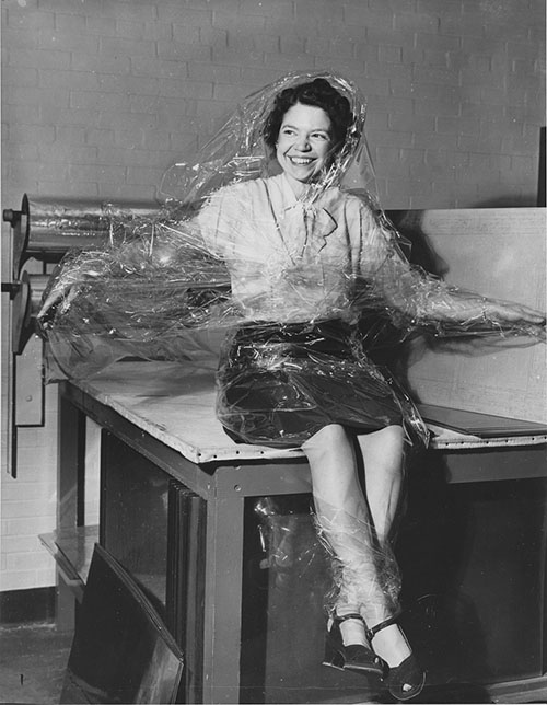 Woman surrounded by mylar