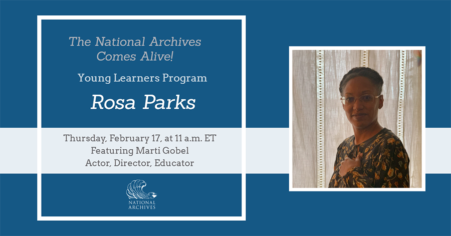 Flyer for Young Learners program to meet Rosa Parks