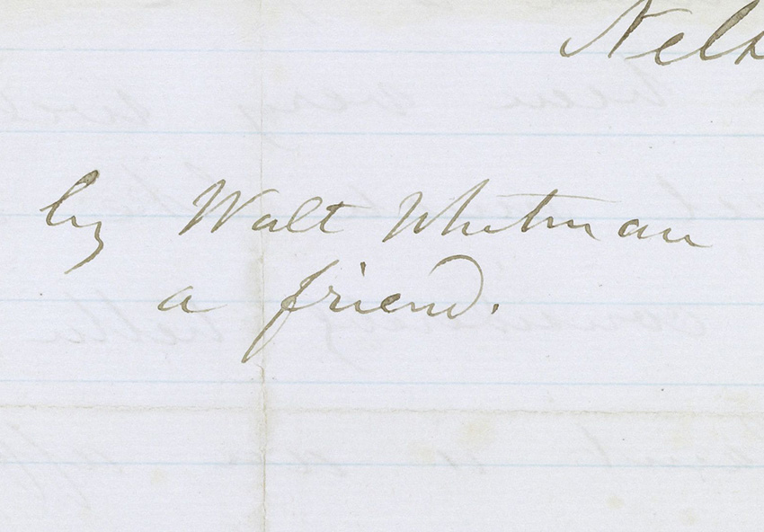 Detail of Walt Whitman's signature on a letter