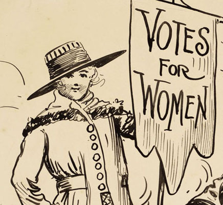 Detail from a Clifford Berryman cartoon about woman suffrage