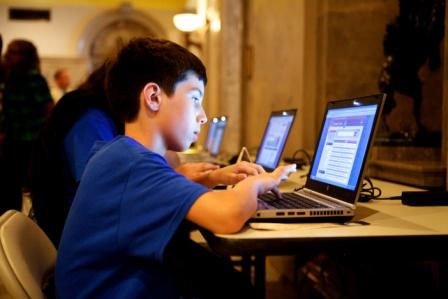 Student at computer