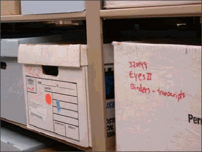 Boxes of files from the Hampton Collection