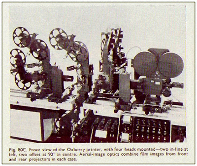 Front view of the Oxberry printer, with four heads mounted