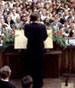 President Kennedy giving speech at Berlin City Hall